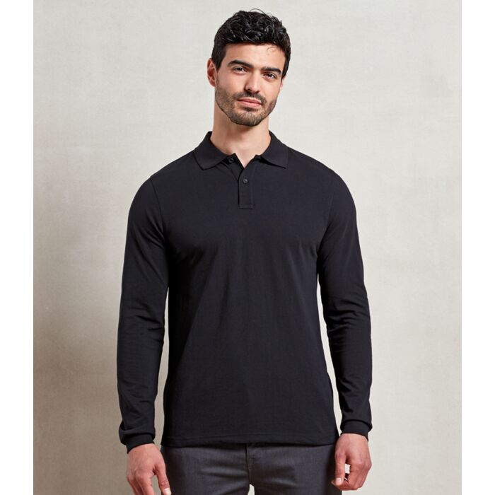 Premier Essential Unisex Long Sleeve Polo Shirt Thumbnail