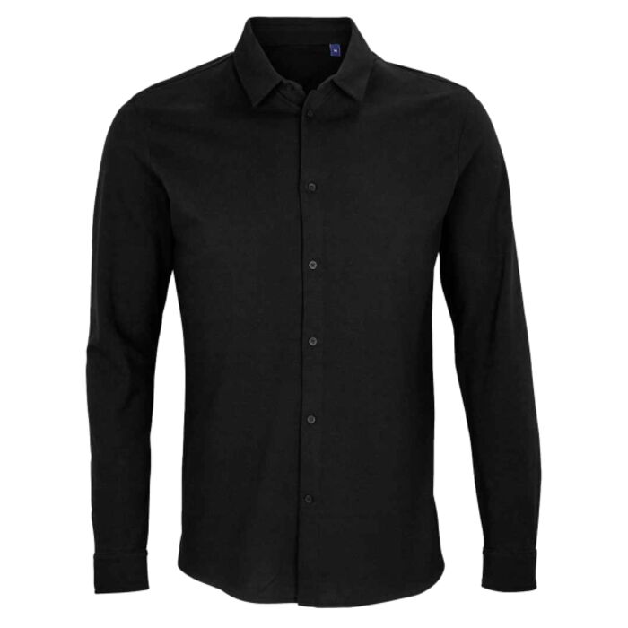 NEOBLU Basile Organic Cotton Long Sleeve Piqué Shirt Thumbnail