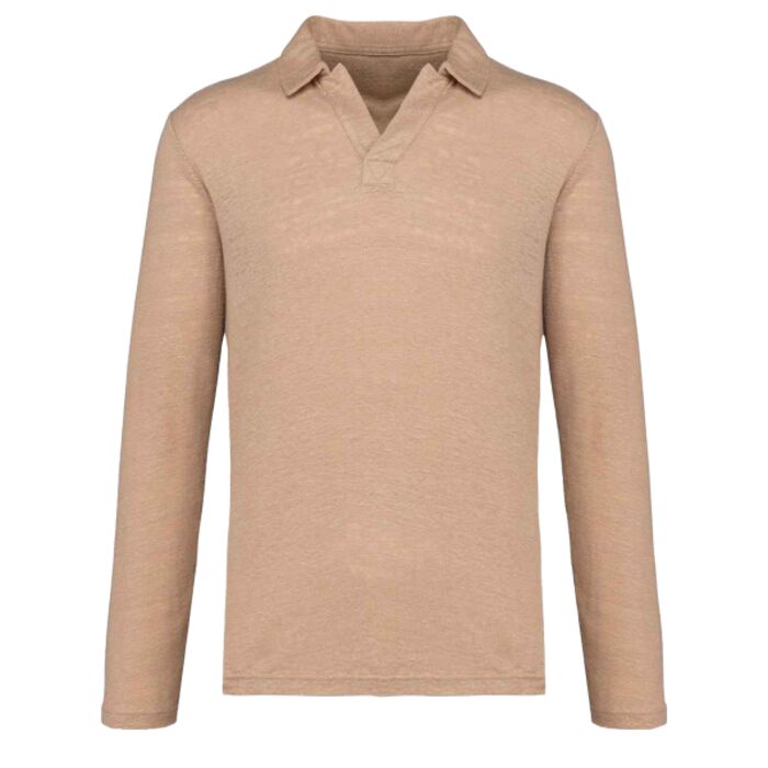Native Spirit Long Sleeve Linen Polo Shirt Thumbnail