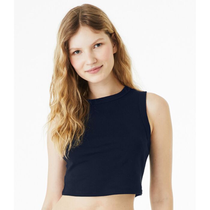 Bella Ladies Micro Rib Muscle Crop Tank Top Thumbnail