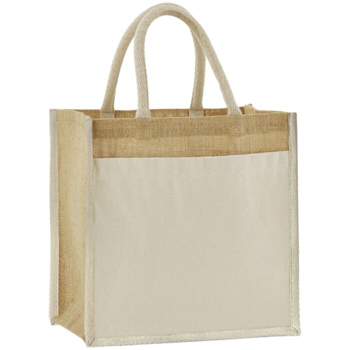 Westford Mill Cotton Pocket Natural Starched Jute Midi Tote Bag Thumbnail