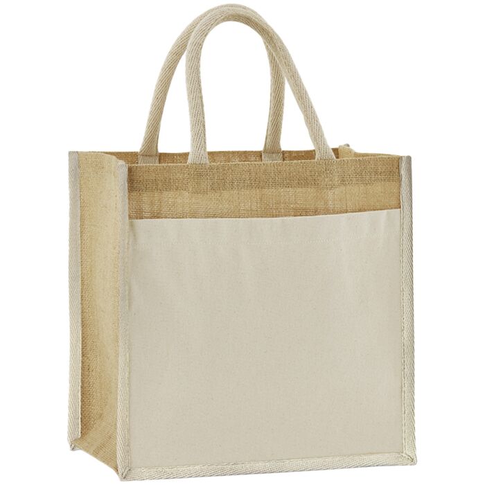 Westford Mill Cotton Pocket Natural Starched Jute Midi Tote Bag Thumbnail