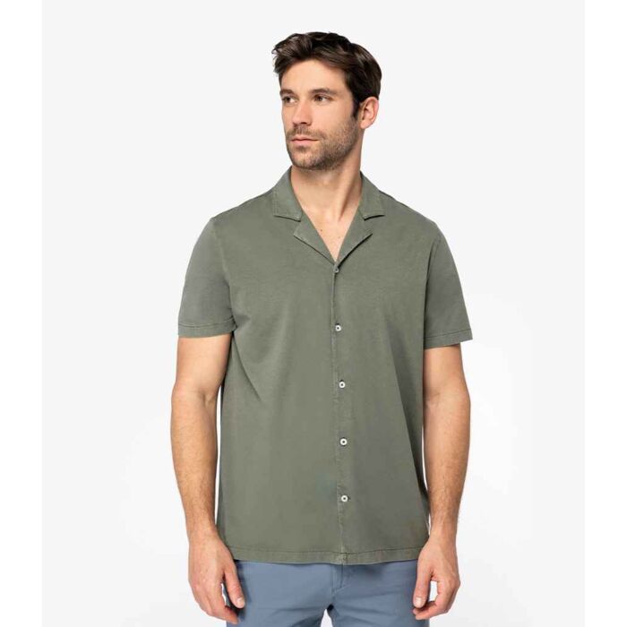Spasso Jersey Short Sleeve Bowling Collar Shirt Thumbnail