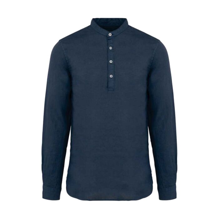 Spasso Washed Mao Collar Shirt Thumbnail