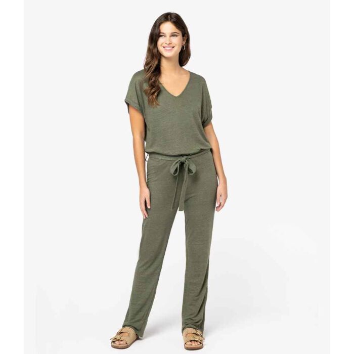 Spasso Ladies Short Sleeve Linen Knit Jumpsuit Thumbnail