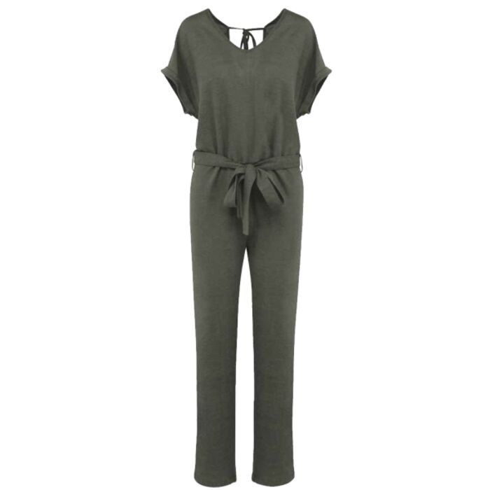 Spasso Ladies Short Sleeve Linen Knit Jumpsuit Thumbnail