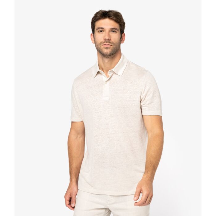 Spasso Knitted Linen Polo Shirt Thumbnail