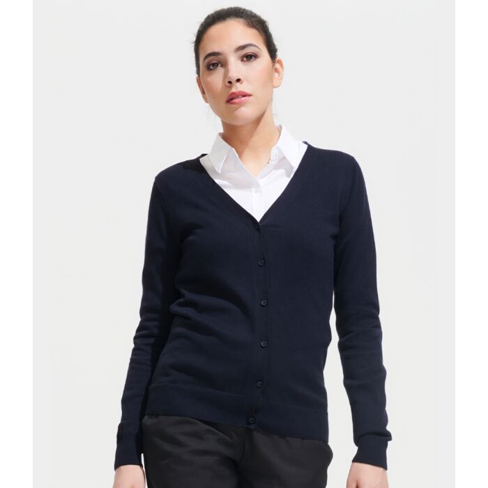 SOL'S Ladies Golden Cotton Acrylic V Neck Cardigan Thumbnail