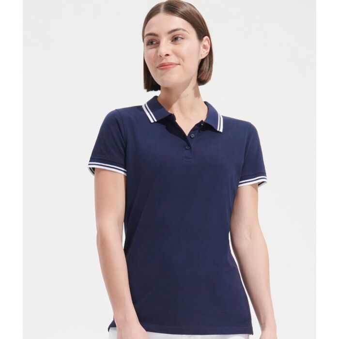 SOL'S Ladies Pasadena Tipped Cotton Piqué Polo Shirt Thumbnail