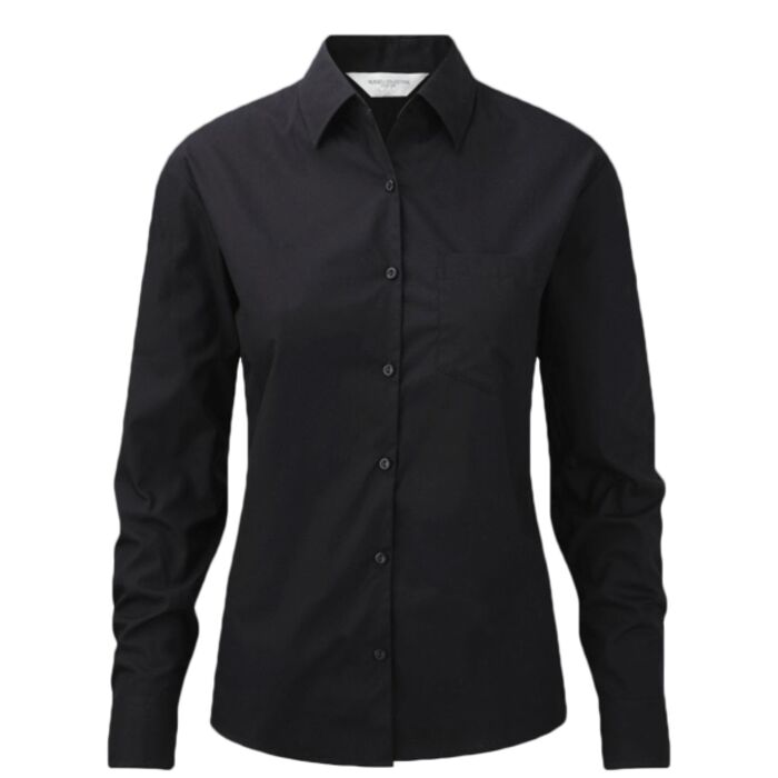 Russell Collection Ladies Long Sleeve Easy Care Cotton Poplin Shirt Thumbnail