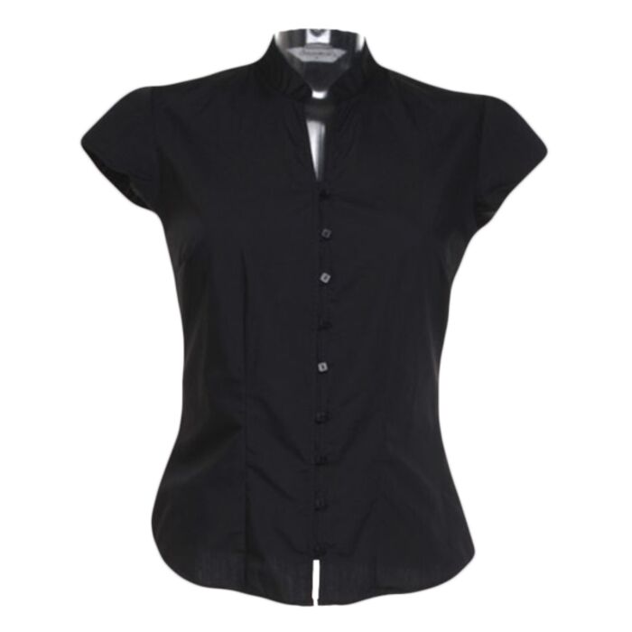 Kustom Kit Kustom Kit Ladies Cap Sleeve V Neck Tailored Continental Blouse K727 Kustom Kit Ladies Cap Sleeve V Neck Tailored Continental Blouse Thumbnail