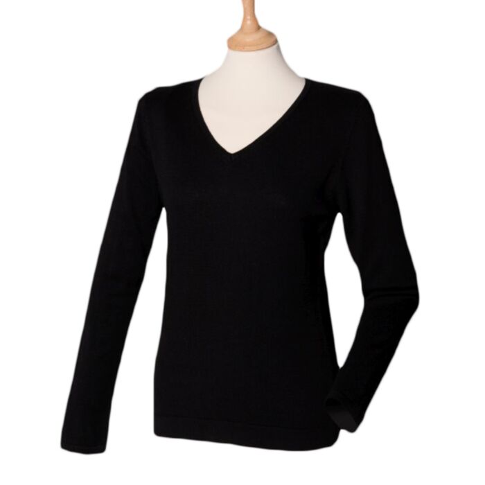 Henbury Henbury Ladies Lightweight Cotton Acrylic V Neck Sweater H721 Henbury Ladies Lightweight Cotton Acrylic V Neck Sweater Thumbnail