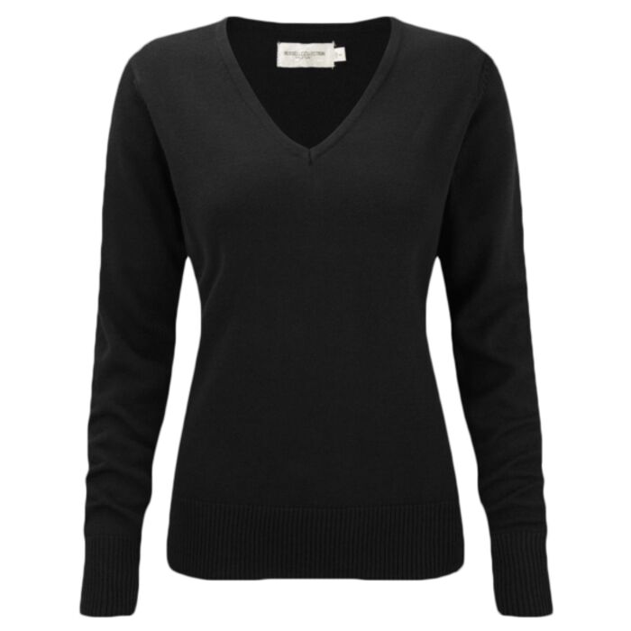 Russell Collection Russell Collection Ladies Cotton Acrylic V Neck Sweater 710F Russell Collection Ladies Cotton Acrylic V Neck Sweater Thumbnail