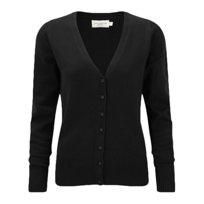 Russell Collection Russell Collection Ladies Cotton Acrylic V Neck Cardigan 715F Russell Collection Ladies Cotton Acrylic V Neck Cardigan Thumbnail