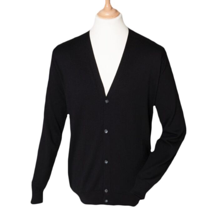 Henbury Lightweight Cotton Acrylic V Neck Cardigan Thumbnail