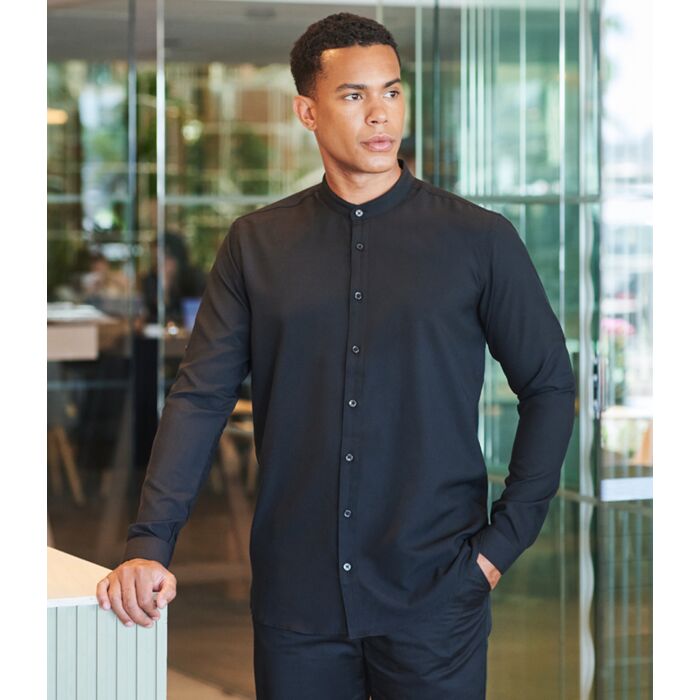 Henbury Mandarin Roll Sleeve Anti-Bac Wicking Shirt Thumbnail