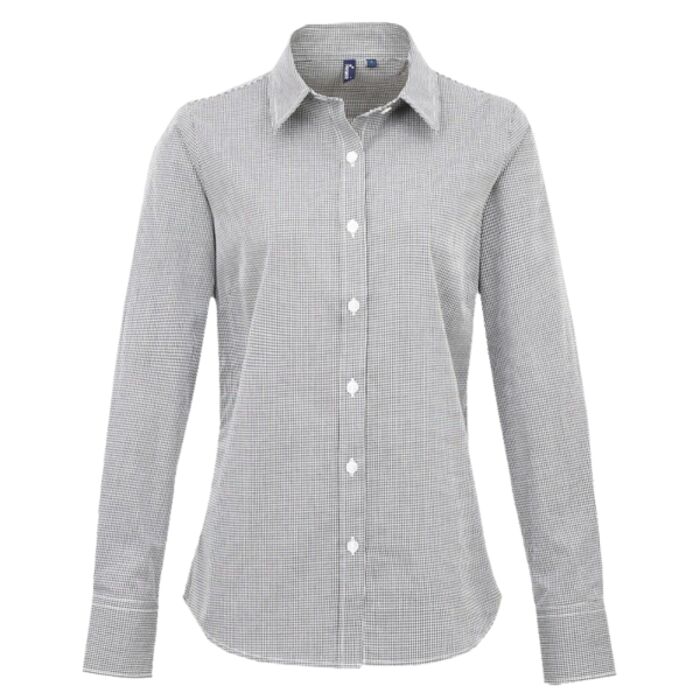 Premier Ladies Gingham Long Sleeve Shirt Thumbnail