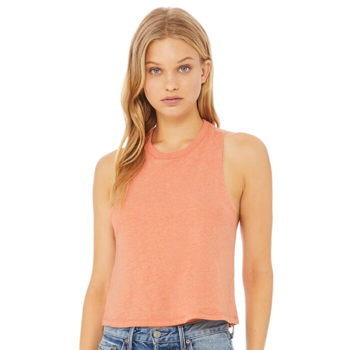Bella Ladies Racer Back Cropped Tank Top Thumbnail