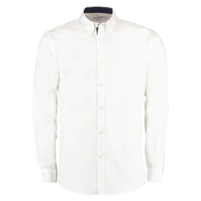Kustom Kit Premium Long Sleeve Contrast Tailored Oxford Shirt Thumbnail