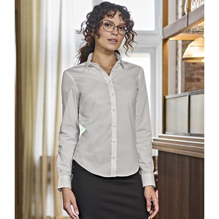 Tee Jays Ladies Stretch Luxury Long Sleeve Poplin Shirt Thumbnail