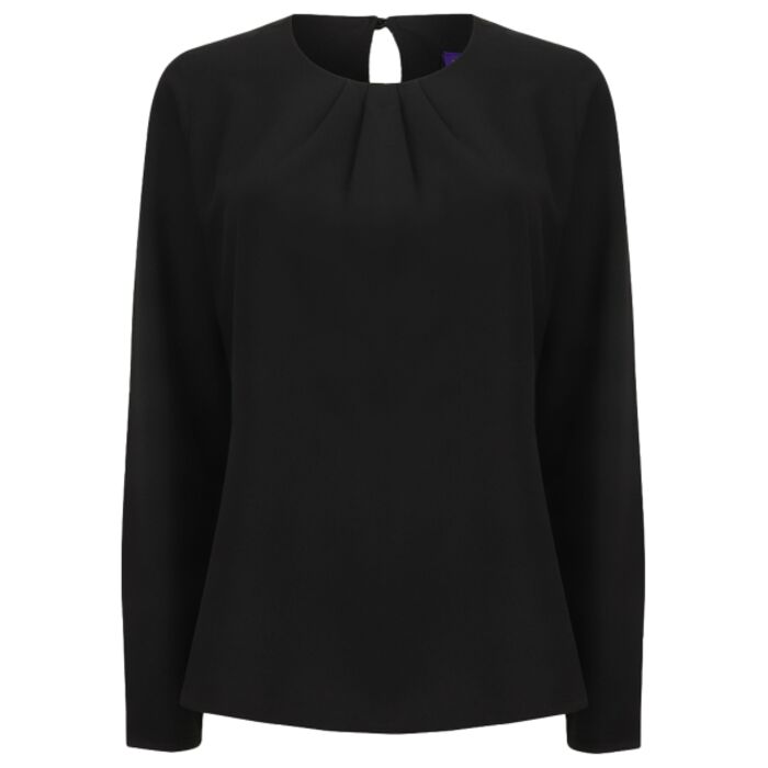 Henbury Henbury Ladies Pleat Front Long Sleeve Blouse H598 Henbury Ladies Pleat Front Long Sleeve Blouse Thumbnail