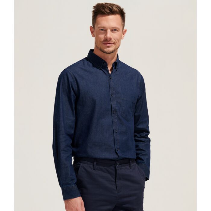 SOL'S Barry Long Sleeve Denim Shirt Thumbnail