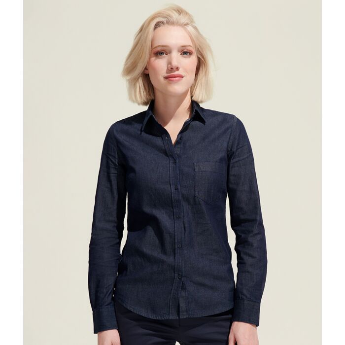 SOL'S Ladies Barry Long Sleeve Denim Shirt Thumbnail