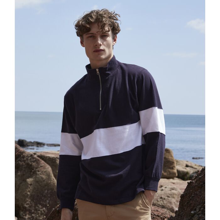 Front Row Panelled 1/4 Zip Neck Top Thumbnail