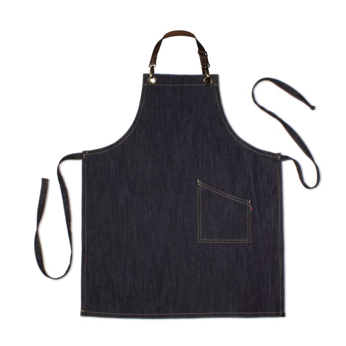County Classic - Denim Long Bib Apron - Leather Halter - Premium Thumbnail