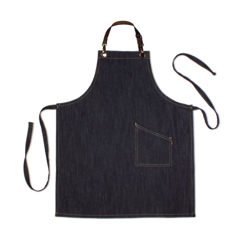 County Classic - Denim Long Bib Apron - Leather Halter - Premium Thumbnail