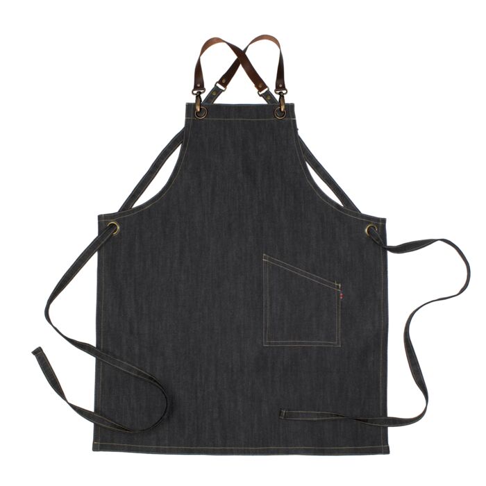 County Crossback - Denim Long Bib Apron - Leather Halter - Premium Thumbnail