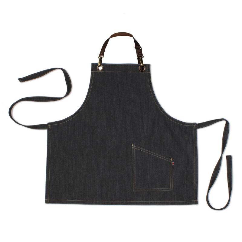 County Classic - Denim Short Bib Apron - Leather Halter - Premium Thumbnail