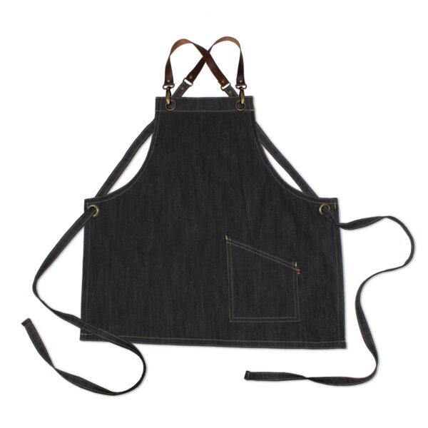County Crossback - Denim Short Bib Apron - Leather Halter - Premium Thumbnail