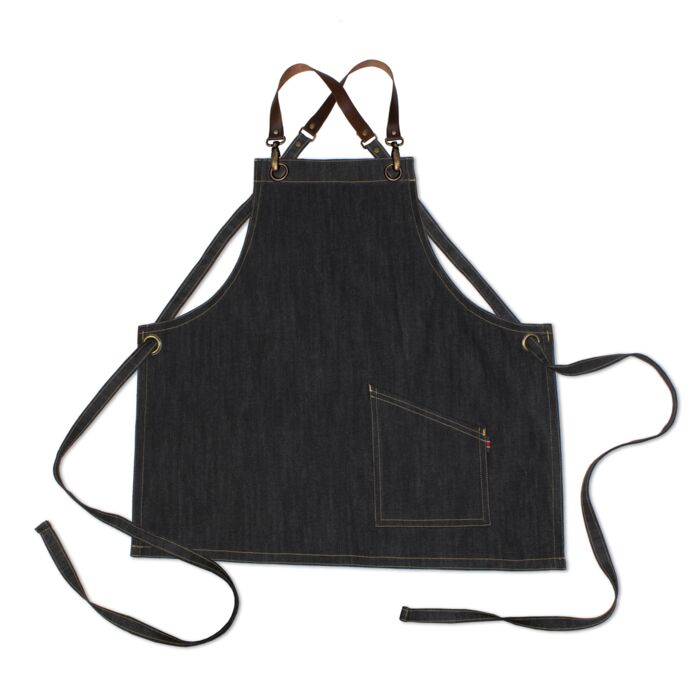 County Crossback - Denim Short Bib Apron - Leather Halter - Premium Thumbnail