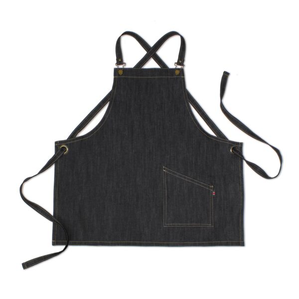 County Classic - Denim Short Dungaree Bib Apron - Leather Halter - Premium Thumbnail