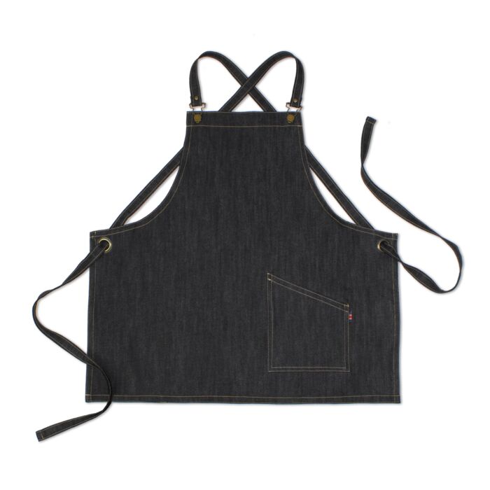 County Classic - Denim Short Dungaree Bib Apron - Leather Halter - Premium Thumbnail