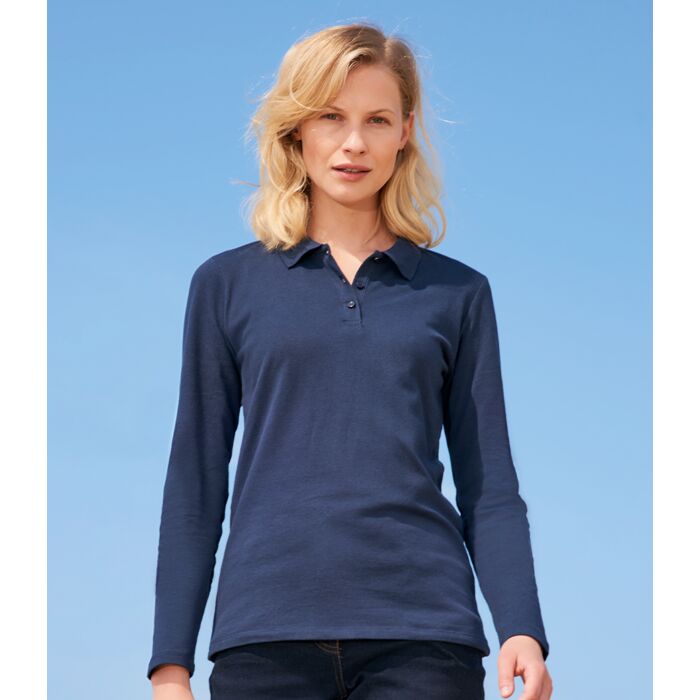 SOL'S Ladies Perfect Long Sleeve Piqué Polo Shirt Thumbnail