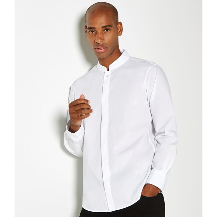 Kustom Kit Long Sleeve Tailored Mandarin Collar Shirt Thumbnail