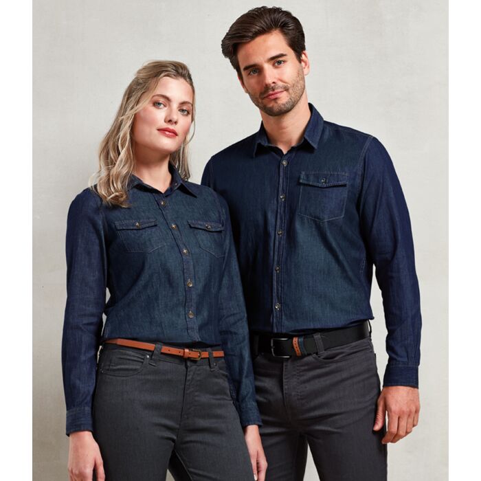 Premier Ladies Jeans Stitch Denim Shirt Thumbnail