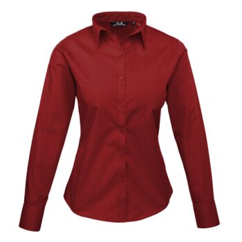 Premier Ladies Long Sleeve Poplin Blouse Thumbnail