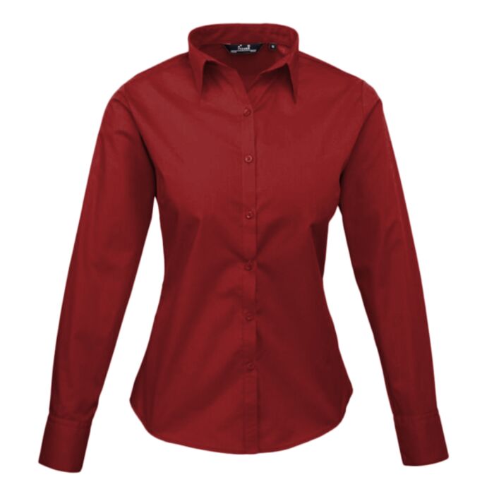 Premier Ladies Long Sleeve Poplin Blouse Thumbnail