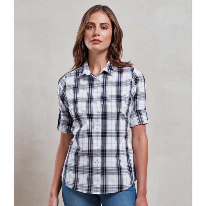 Premier Ladies Ginmill Check Long Sleeve Shirt Thumbnail