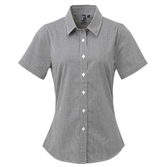 Premier Ladies Gingham Short Sleeve Shirt Thumbnail