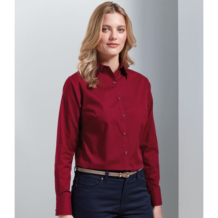 Ladies  Poplin Mandarin Collar Shirt Thumbnail