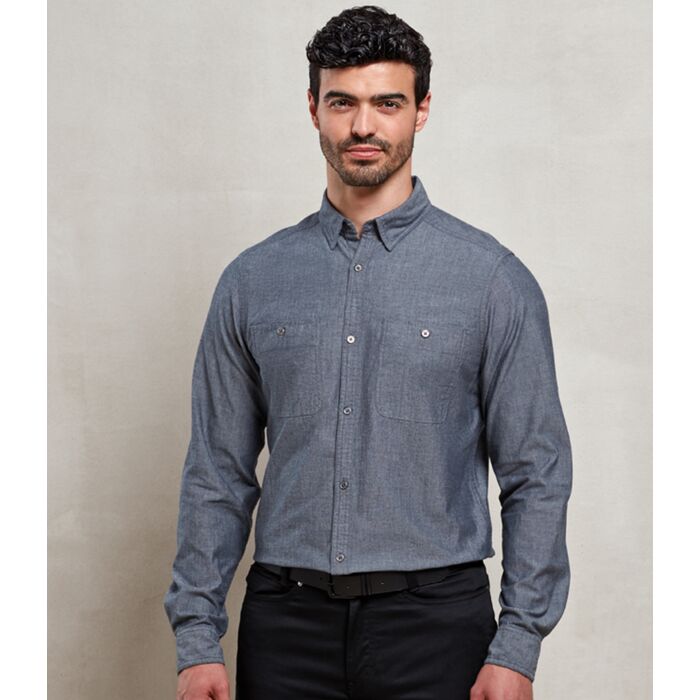 Premier Fairtrade Organic Long Sleeve Chambray Shirt Thumbnail