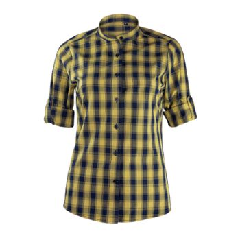 Ladies Mulligan Check Mandarin Collar Long Sleeve Shirt Thumbnail