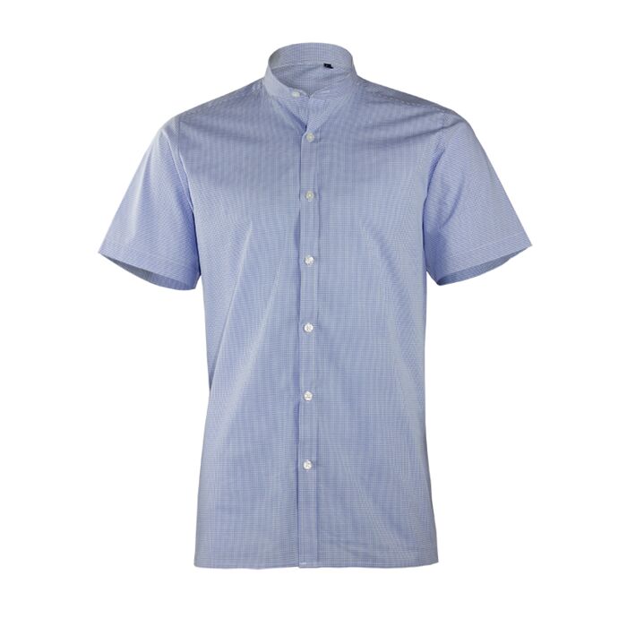 Mandarin Collar Gingham Short Sleeve Shirt Thumbnail