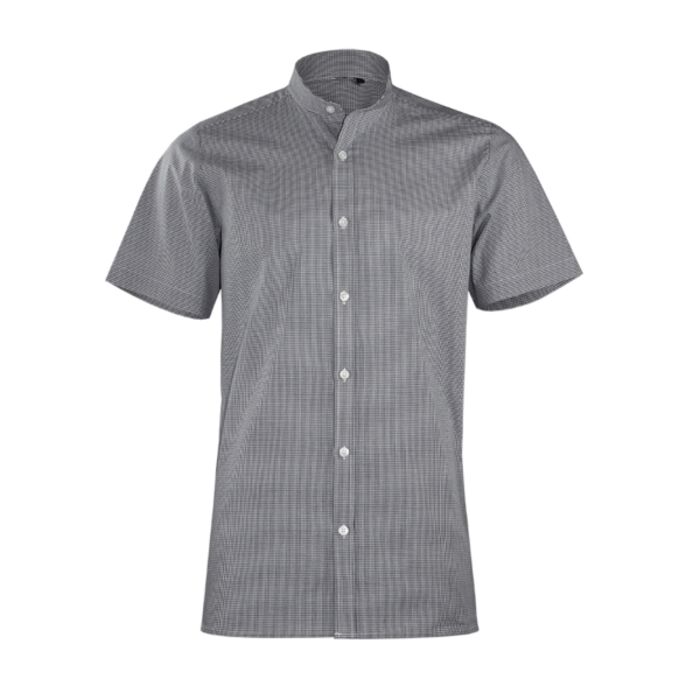 Mandarin Collar Gingham Short Sleeve Shirt Thumbnail