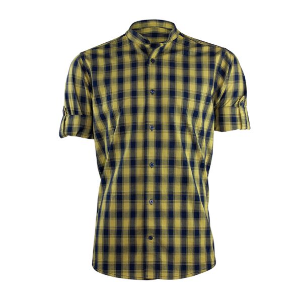 Mandarin Collar Mulligan Check Long Sleeve Shirt Thumbnail