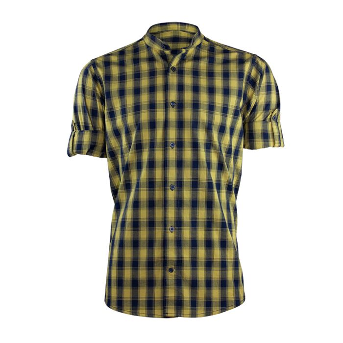 Mandarin Collar Mulligan Check Long Sleeve Shirt Thumbnail